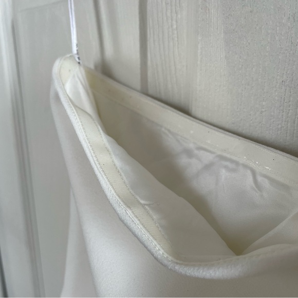 H&M | size 8 one shoulder white structured midi dress - Picture 5 of 8